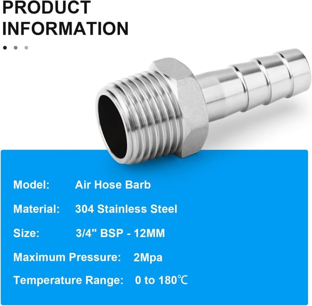 Detalle 2 de ERGAOBOY 304 Edelstahl 12 mm Barb Schlauchverbindung