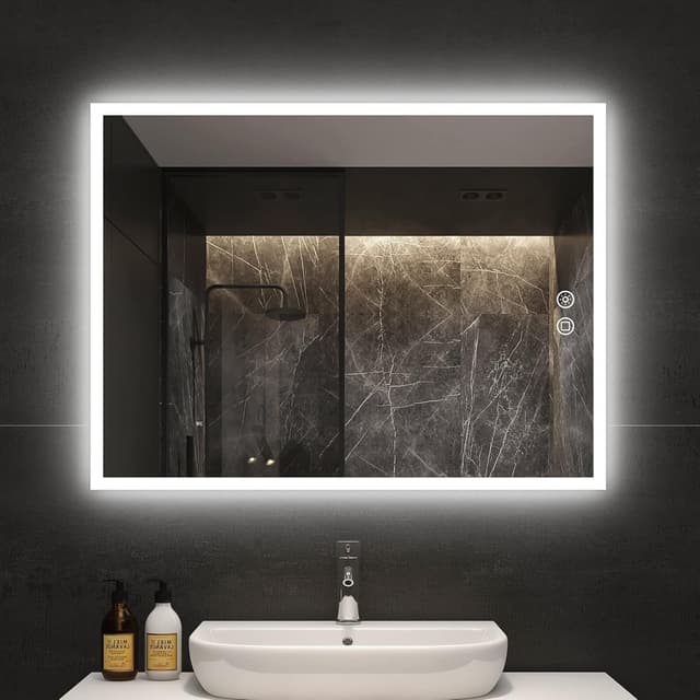Detalle de byecold Specchio da bagno con illuminazione LED 80 x 60 cm e interruttore touch dimmerabile