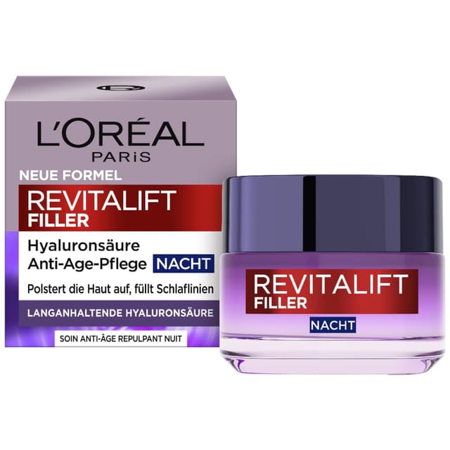 Detalle de L'Oréal Paris Revitalift Filler Anti-Aging Gesichtspflege-Set: Hyaluron Tages- & Nachtpflege (2 x 50 ml)