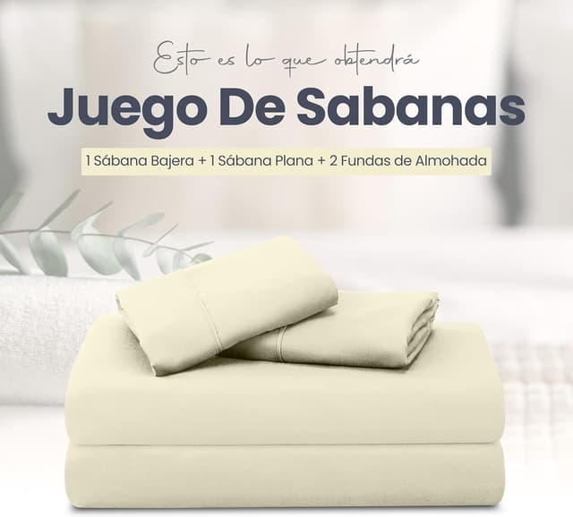 Detalle de Utopia Bedding Sábanas 4 Piezas 150x200 Marfil