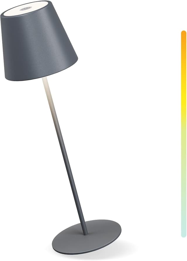 Detalle de MALUX Lampe de table LED sans fil en aluminium avec intensité variable (IP54) – blanc chaud/blanc naturel/blanc froid