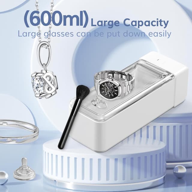 Detalle 2 de kunphy Ultraschallreinigungsgerät (600 ml, 42 kHz) für Brillen, Schmuck & Uhren