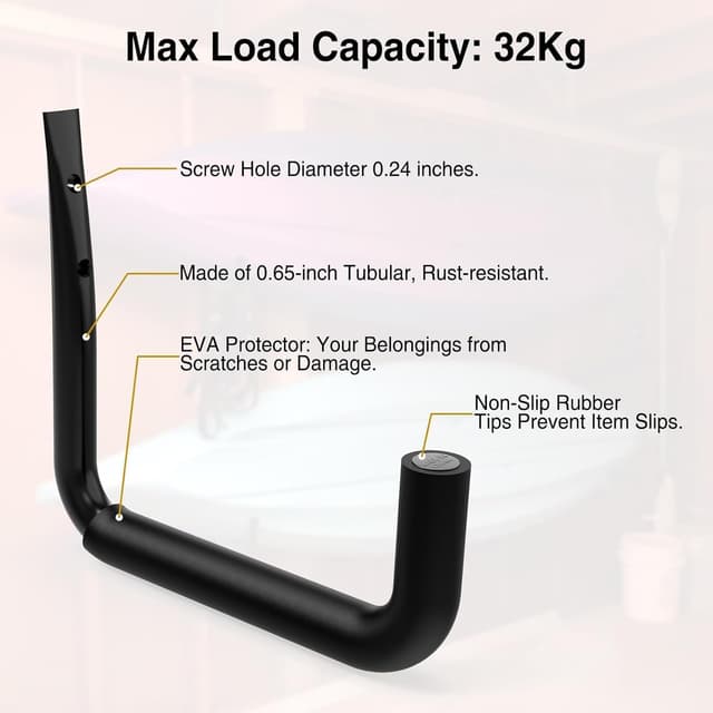 Detalle de Kitmiido Heavy Duty Ladder Hooks (9-piece set) for garage wall storage