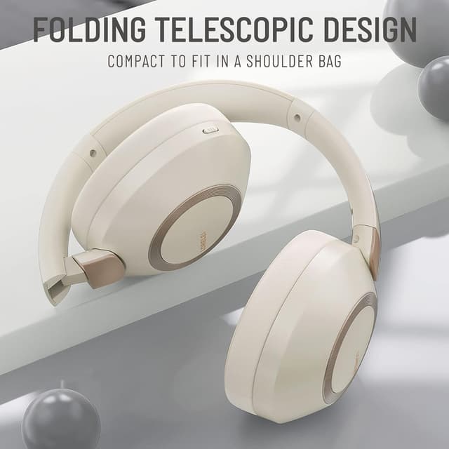 Thumbnail 2 de LORELEI B-C6 Wireless Over-Ear Headphones with 50H Playtime, Deep Bass & Built-in Mic (Beige White)