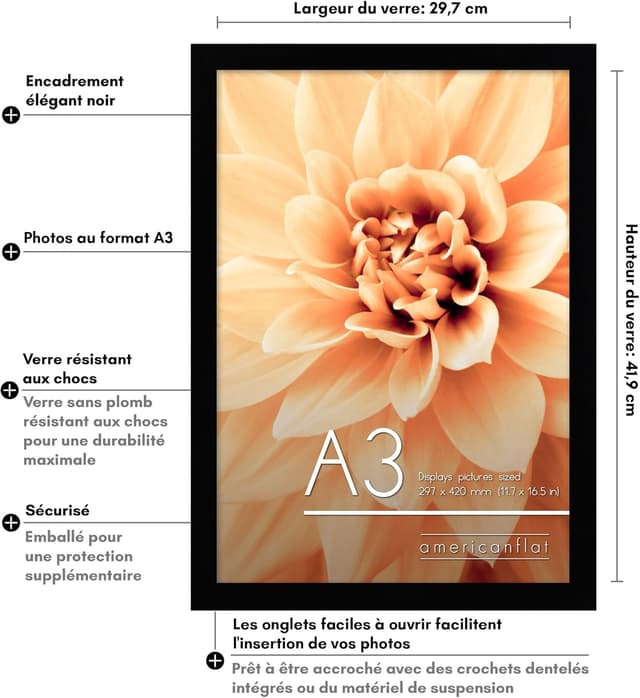 Thumbnail 3 de Americanflat Cadre Photo A3 Noir 29,7x41,9 cm