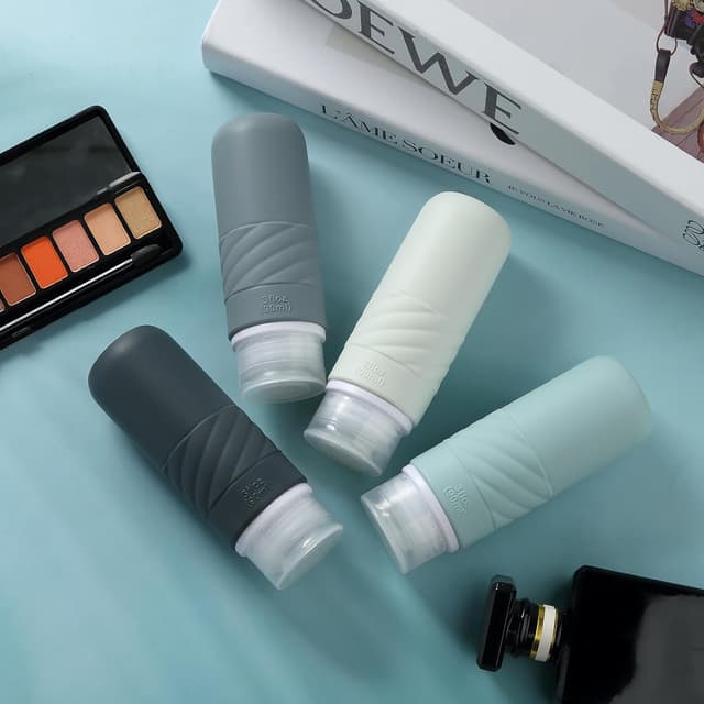 Detalle de Gemice CAA-approved 90ml silicone travel bottles (4-pack) – leak-proof squeezable toiletries containers