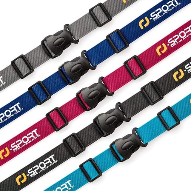 Detalle 2 de RJ-Sport Triathlon-Startnummernband als Laufgurt mit Nummernhalter & 6 Gel-Halter (schwarz)