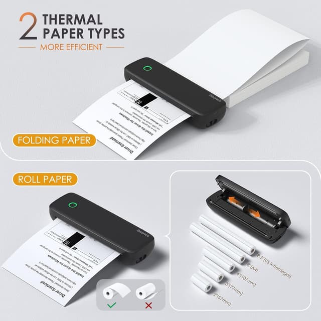 Detalle de Bisofice L81 Stampante termica portatile A4 con Bluetooth, stampa senza inchiostro e supporto carta multisize