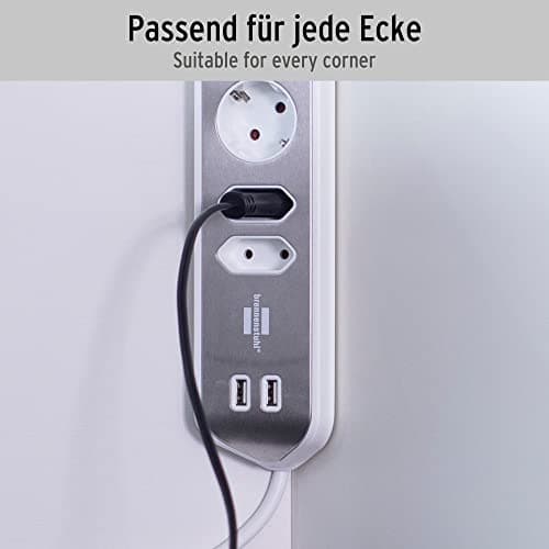 Thumbnail 4 de brennenstuhl® Regleta Esquina 4 Tomas con Carga USB ⚡