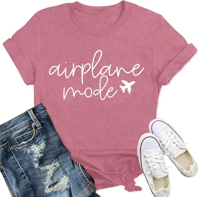 Thumbnail 6 de Qskall women’s travel-themed “Airplane Mode” T-shirt with relaxed fit