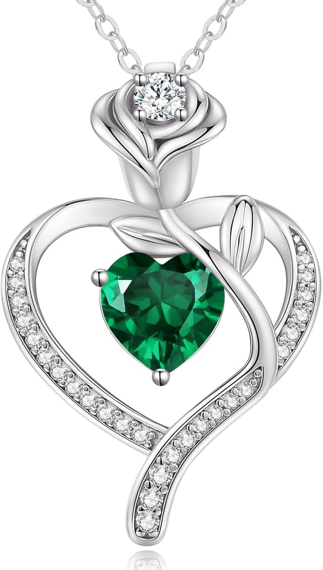 Thumbnail 6 de Collier femme CDE Bijoux pendentif cœur et rose en plaqué or rose, zircon cubique 5A