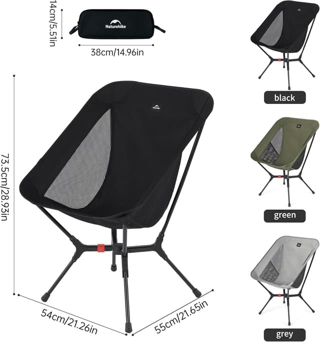 Detalle 2 de Naturehike YL01 Snap Camping Folding Chair (Black) — 1-second setup lightweight portable camping chair
