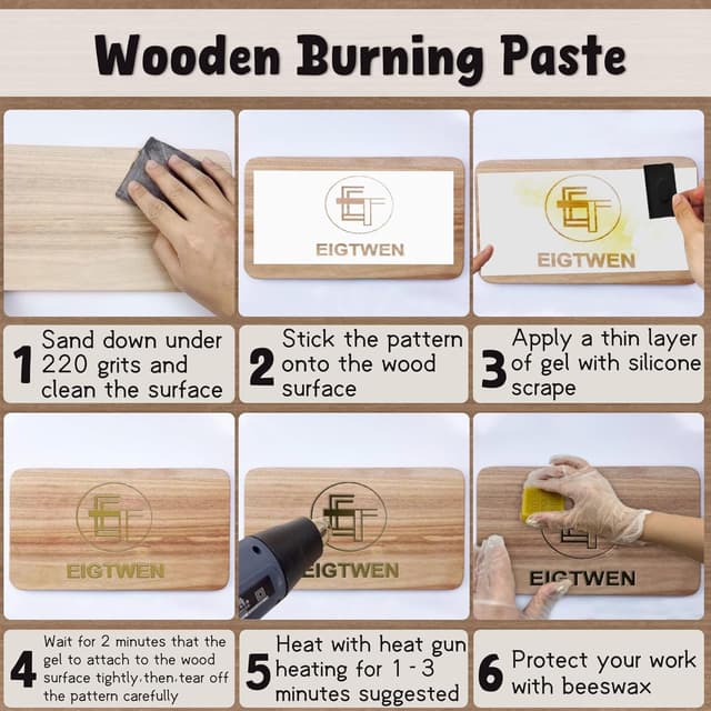 Detalle de EIGTWEN Wooden Burning Kit con gel e penna bruciante per legno: set per marcature e incisioni a fuoco