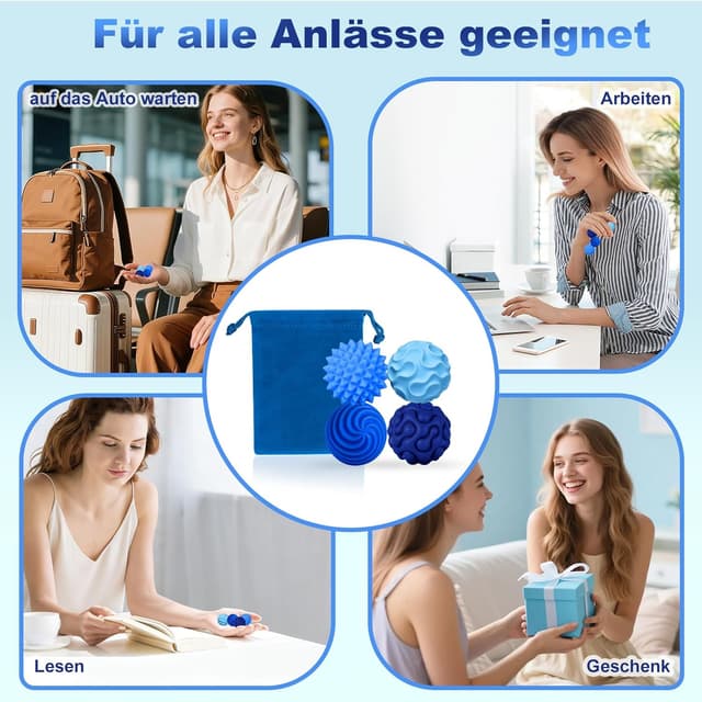 Thumbnail 6 de Pipoobear magnetische Fidget Toys – 4 Silikon-Magnetkugeln (mittelgroß, blau) zum Stressabbau