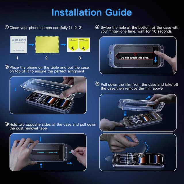 Detalle de Uyiton iPhone 17 Pro Screen Protector (Anti-Blue Light) — 9H Tempered Glass, Full Coverage, 2 Pack