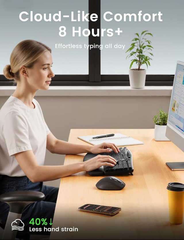 Thumbnail 5 de Sablute Ergonomic Wireless Keyboard and Mouse Combo 30dB ⌨