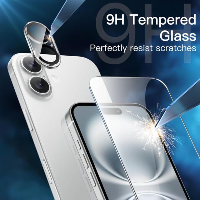 Detalle de JETech iPhone 16 6.1 tempered glass 2-pack