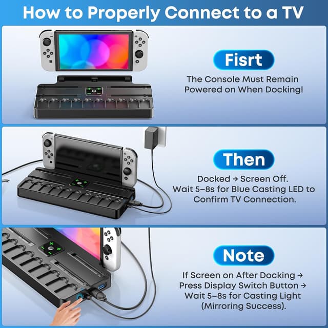 Detalle de Tokluck Switch Docking Station for TV with Controller Charger and USB 3.0 Port