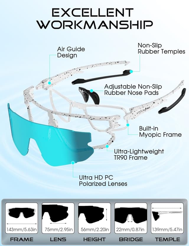 Detalle 2 de ATTCL Lunettes de soleil de sport légères UV400 pour enfants et adolescents XQ548