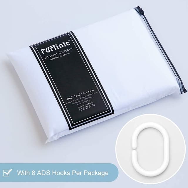 Detalle de Furlinic Petit rideau de douche anti-moisissure en polyester imperméable (100 x 200 cm) avec 6 crochets