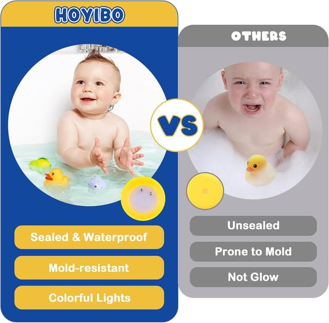 Detalle de HOYIBO Light Up Bath Toys (8 Pack) – floating marine animal bath lights for kids aged 3–5