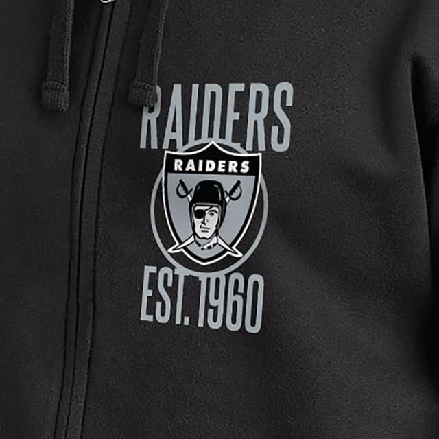 Detalle de Junk Food x NFL MVP Full-Zip Hooded Fleece Sweatshirt (Adult Unisex) — Raiders graphic