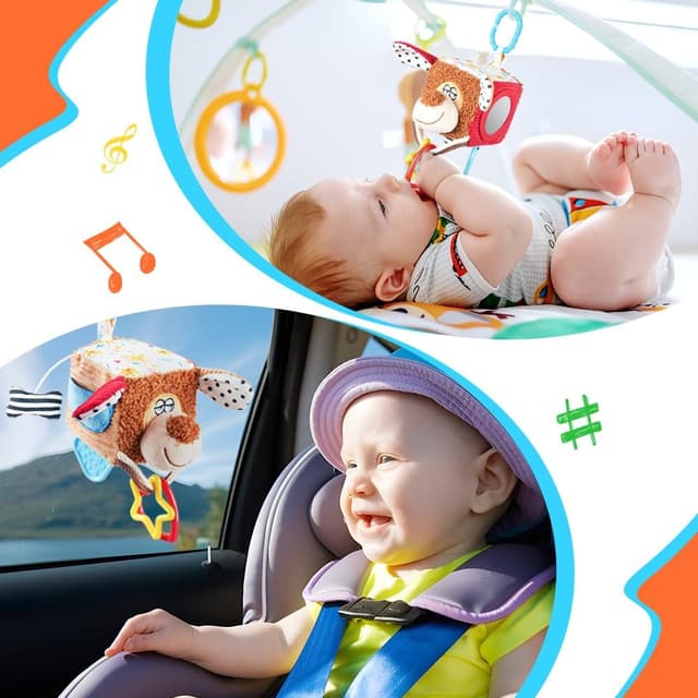 Thumbnail 6 de Aolso Giocattoli Sonaglio da appendere in peluche ad alto contrasto, forma animale (0+ mesi)