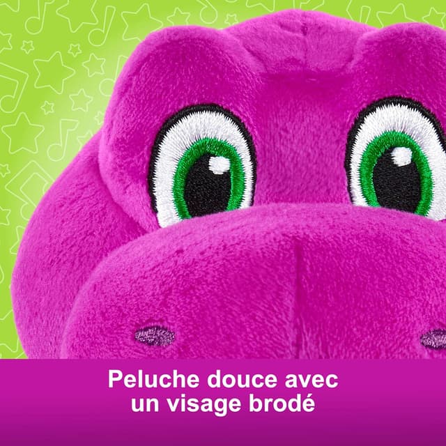 Detalle 2 de Fisher-Price Peluche Barney violet (16,5 cm) – Doudou dinosaure pour enfants dès 2 ans