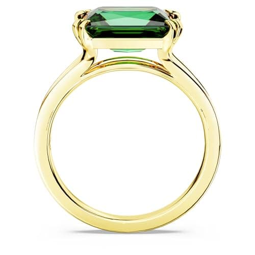 Detalle 2 de Swarovski Anillo Matrix rectangular verde, baño oro 💍