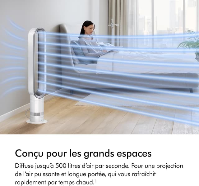 Detalle 2 de Dyson Cool™ Ventilateur AM07 sans pales, puissant avec Air Multiplier™ (Blanc/Argent)