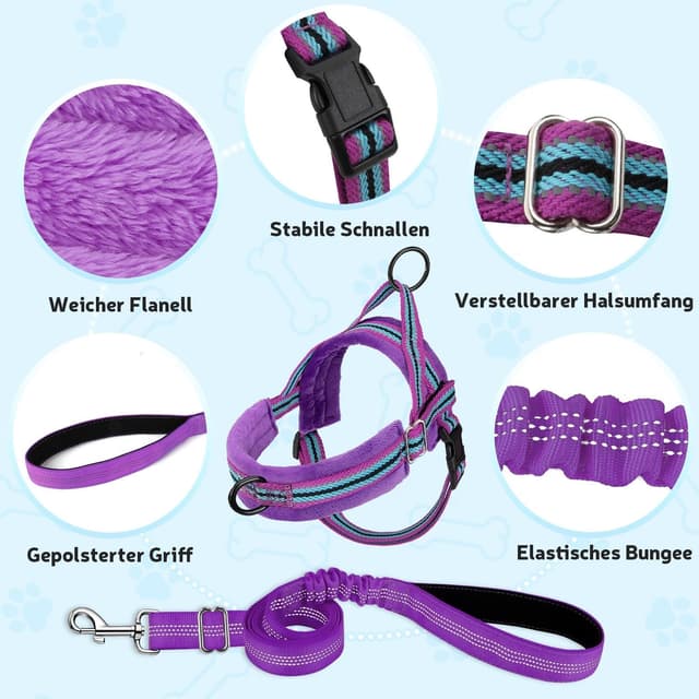 Detalle 2 de SlowTon Hundegeschirr mit Leine – Anti-Zug Sicherheitsgeschirr mit reflektierenden Nähten