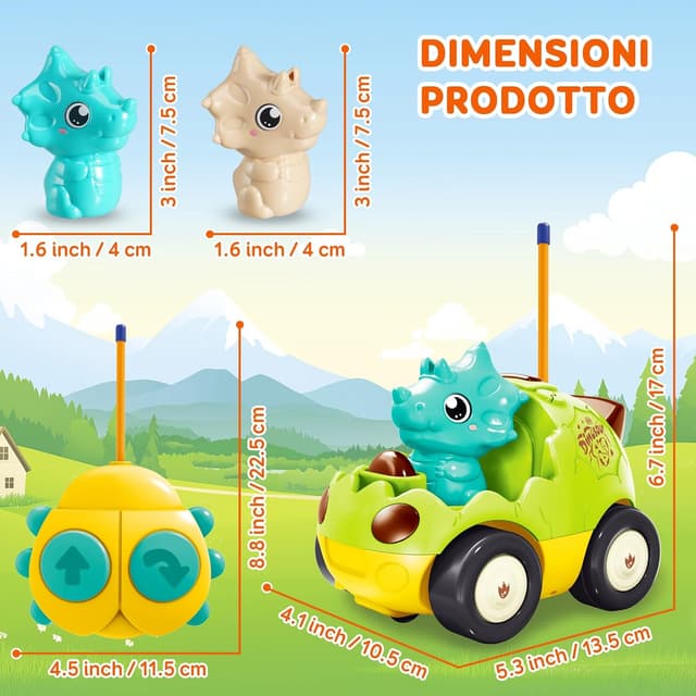 Detalle de Pup Go Macchina Dino RC cartoon per bambini 18 mesi+ con musica e luci, 2 bambole intercambiabili