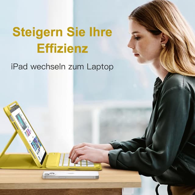 Thumbnail 6 de Vobafe Hülle mit beleuchteter abnehmbarer Tastatur für iPad A16 (11/10.9 Zoll, 2025/2022) – 7 Farben, magnetisch, mit Stifthalter