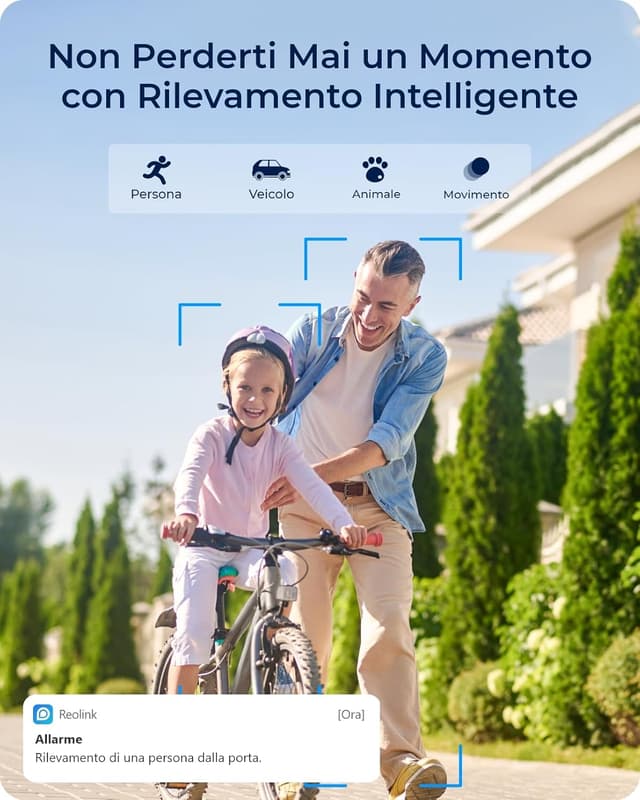 Detalle de Reolink 4K Telecamera Wi‑Fi esterna a batteria con zoom ottico 6x, tracking AI e Visione notturna a colori (Argus Track+ con pannello solare)