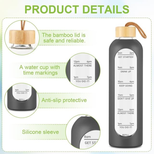 Detalle de AOOWU Borraccia in vetro 1000 ml