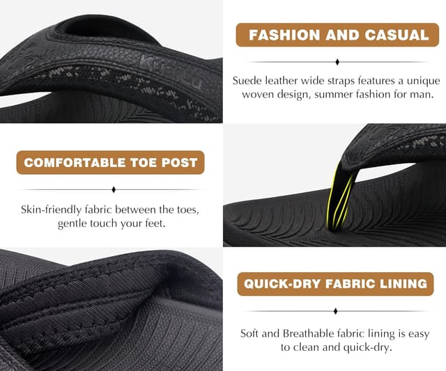 Thumbnail 5 de KuaiLu Mens Sport Flip Flops Orthotic Support Size 7