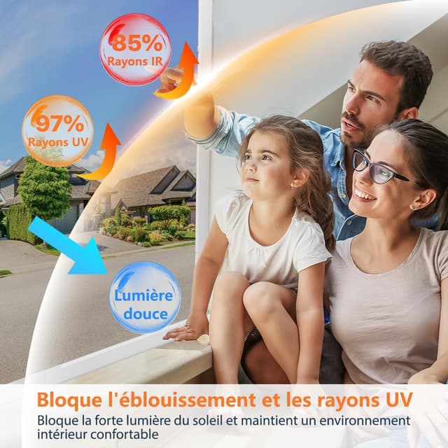 Detalle 2 de Film fenêtre Zindoo Anti-UV et anti-regard effet miroir électrostatique 44,5 x 200 cm