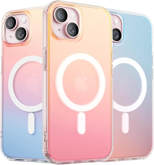 Detalle de ORNARTO MagSafe compatible shockproof rainbow case for iPhone 15 Plus / 14 Plus (6.7 inch) – Sunset gradient