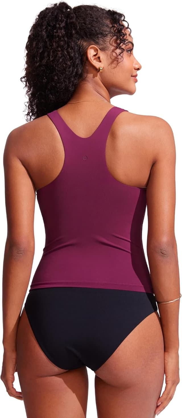 Detalle de CRZ YOGA Racerback Tankini à col montant – haut de tankini de bain avec coussinets amovibles
