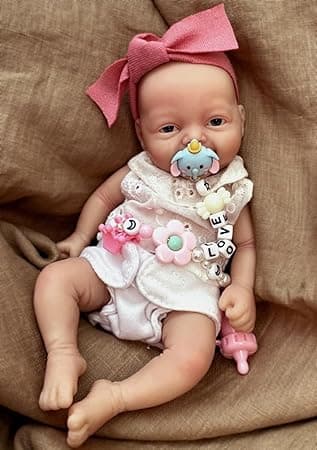 Detalle de Reborn Baby Doll Girl de Silicona 7" con Ropa👶