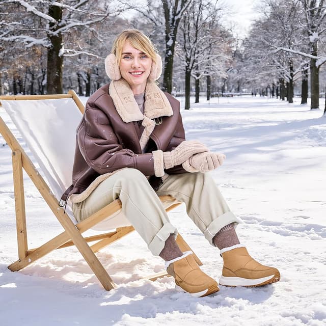 Detalle 2 de FitVille Women’s Winter Snow Boots (Wide Fit) Fleece-Lined Ankle Boots