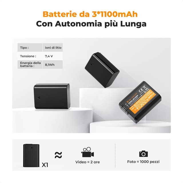 Thumbnail 1 de K&F CONCEPT NP-FW50 Batteria 3 slot