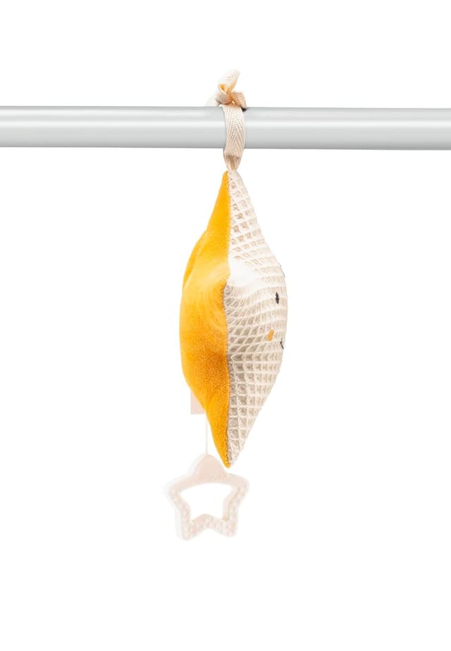 Detalle 2 de Spieluhr „Stern“ mittel ecru zum Anbinden – Einschlafhilfe mit aufziehbarem Spielwerk ab Geburt