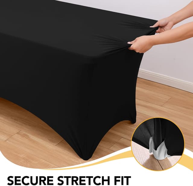 Thumbnail 2 de Dailyset Black Spandex Tablecloths 8ft 6-Pack