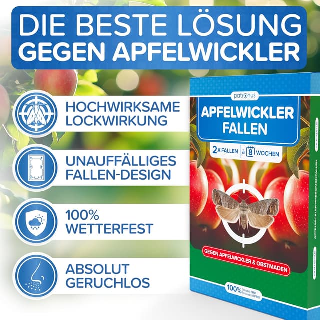 Detalle de Apfelwickler Pheromonfallen (2 Stück) – Pheromonfalle für Apfelbäume zur Befallsermittlung