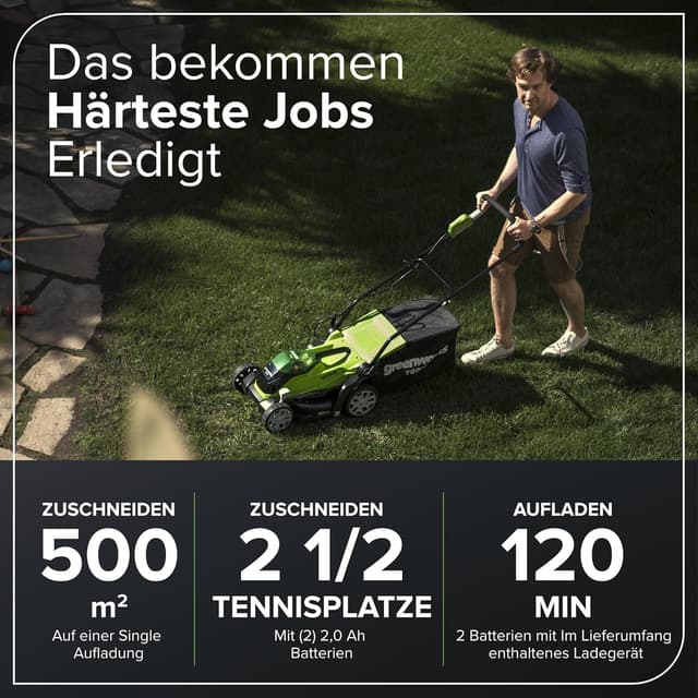 Detalle de Greenworks 40V G40LM35K2X: tagliaerba a batteria 35 cm per prati fino a 400 m²