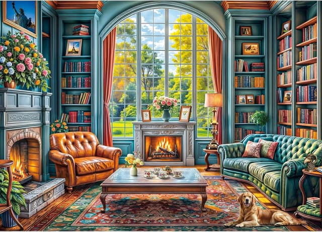 Detalle de TangComplete Warm Study Room 1000-Piece Jigsaw Puzzle for Adults (70x50cm / 27.5x19.7 in)