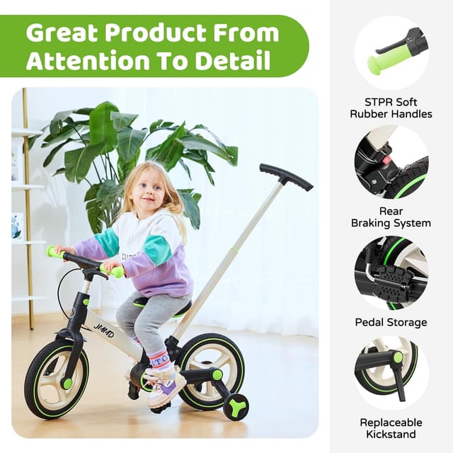 Thumbnail 6 de JMMD 6-in-1 Toddler Bike with Training Wheels and Pedals (12 inch, foldable) for ages 18 months–5 years