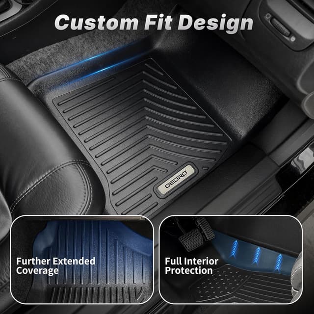 Detalle de OEDRO Custom Fit TPE Floor Mats for 2017-2026 Ford F-250/F-350 Super Duty Crew Cab (with Under Storage Box)