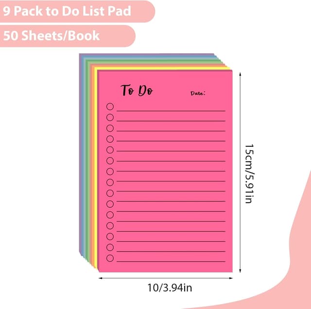 Detalle de 9 Haftnotizblöcke mit To-do-Linien (450 Blatt) in 9 Farben – Sticky Notes 10×15 cm
